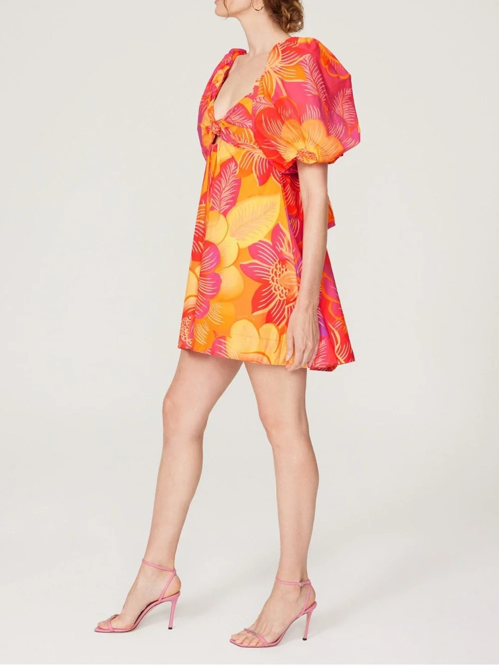 FARM Rio Pink & Orange Summer Garden Mini Dress
